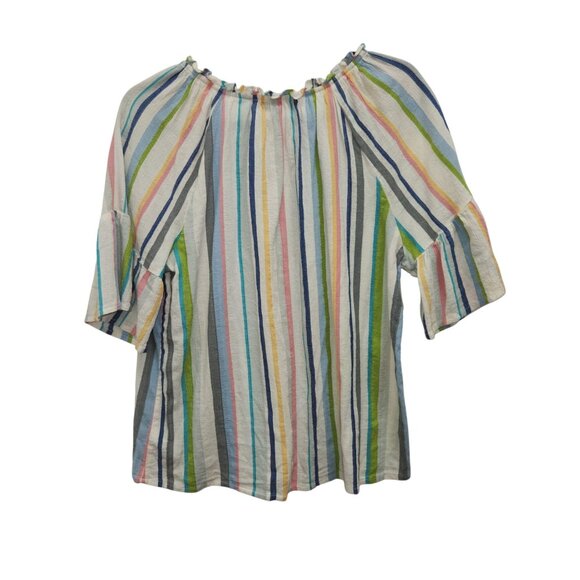Vintage America Embroidered Striped Boho Top M Cotton/Viscose 4190 - Picture 2 of 9